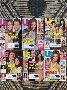 Vintage Lot of 6 US Weekly Magazines 2011 Celebrity Gossip Fashion Party Life